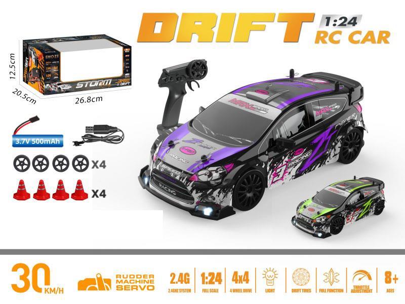 1:24 Full Scale Drift Car Ford Remote Control - Purple/Green