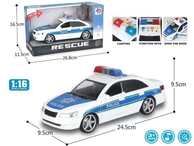 1:16 Friction Four Doors Police Car With Light And Music