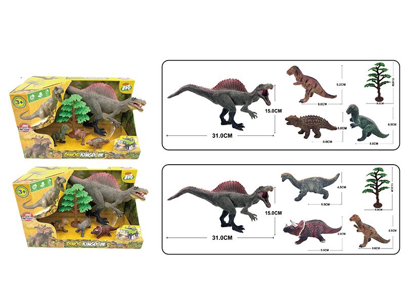 1 12-Inch Dinosaur + 3 4-Inch Dinosaurs +1 Tree(Solid)