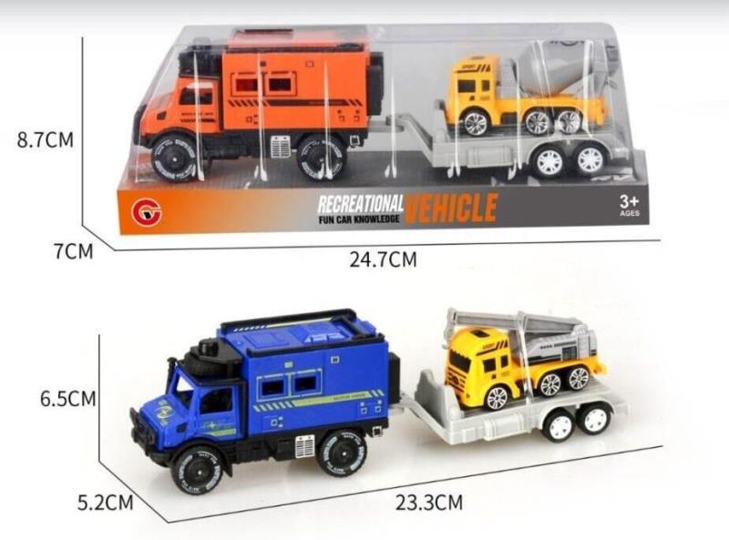 A Small-Sized Inertial Single-Row Unimog Motorhome Towing A Sliding Engineering Vehicle