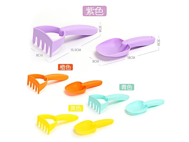 2PCS Soft Glue Sand Shovel And Rake Toys