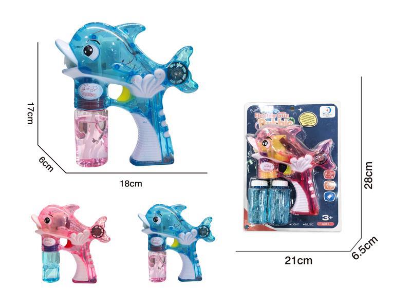 B/O Transparent Dolphin Bubble Gun With Light Music