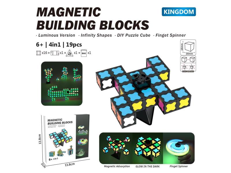 8PCS Luminous Magnetic Building Blocks: With Magnetic Spinner