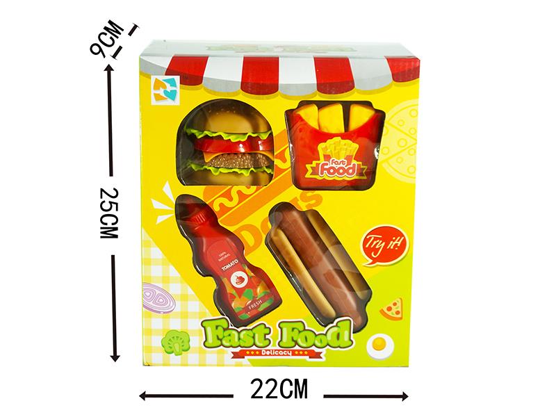 Simulation Hamburger French Fries Ketchup Bottle Hot Dog Set