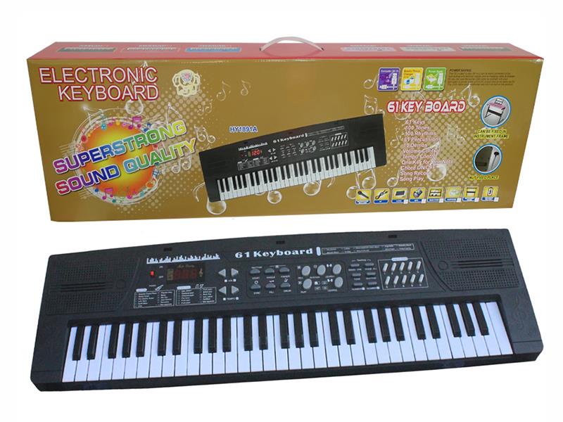 61 Keys Dual Speaker Digital Electronic Organ(Black, With USB, Microphone)