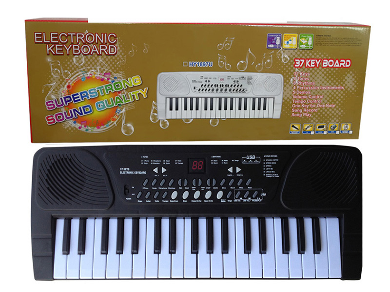37 Keys Single Speaker Electronic Organ(Black, With USB, Microphone)