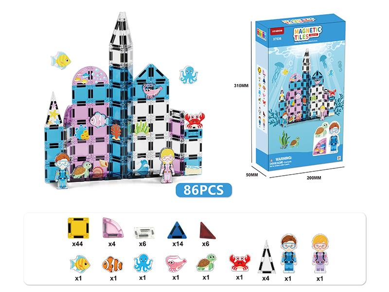 Ocean Theme Magnetic Building Blocks(3.75 Mini Size) 86pcs