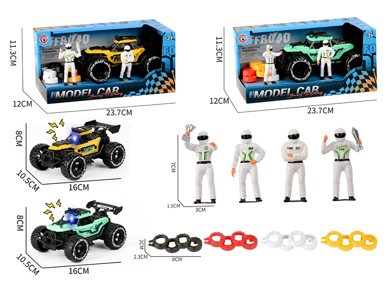 Friction Off-Road Vehicle With Light And Sound + Racing Driver + Tire