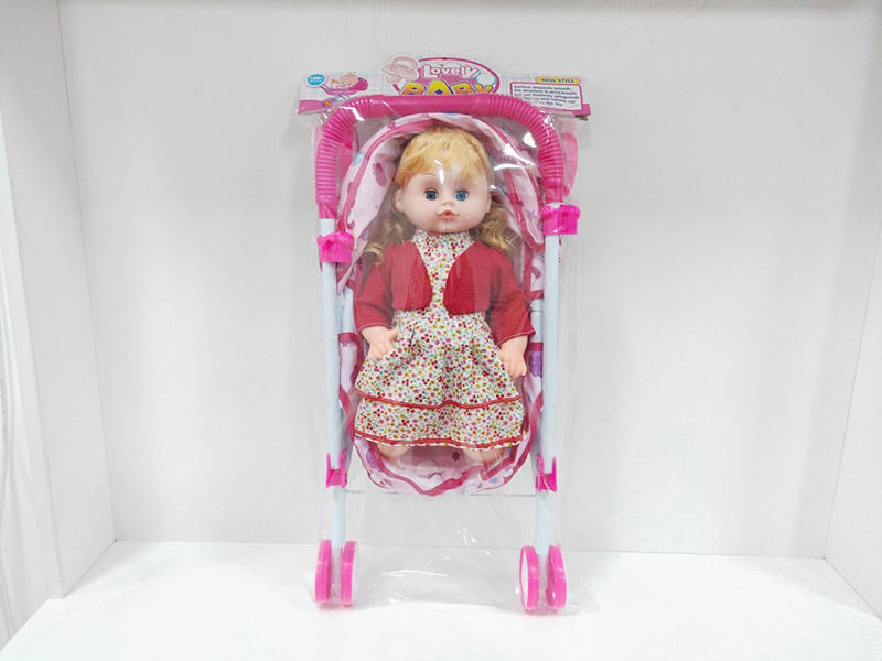 Iron Baby Stroller + 3D Eyes Hollow Girl Doll With IC