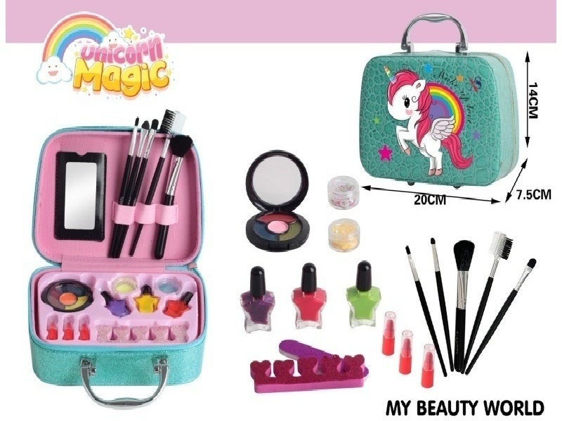 Unicorn Cosmetic Handbag (With Bright Pink Printed Pattern)