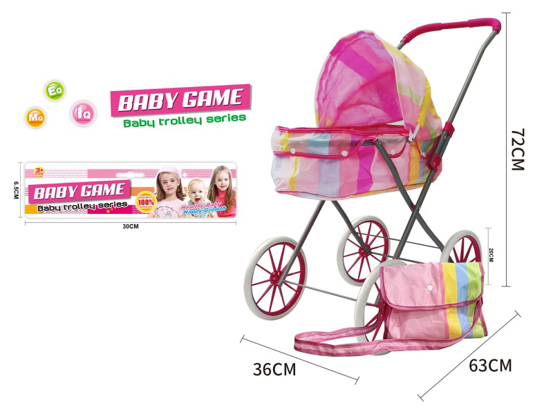 Double Layer Fabric Iron Stroller Toy(Large Wheel)