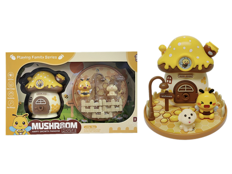 Cute Pet Bee Mushroom House Set