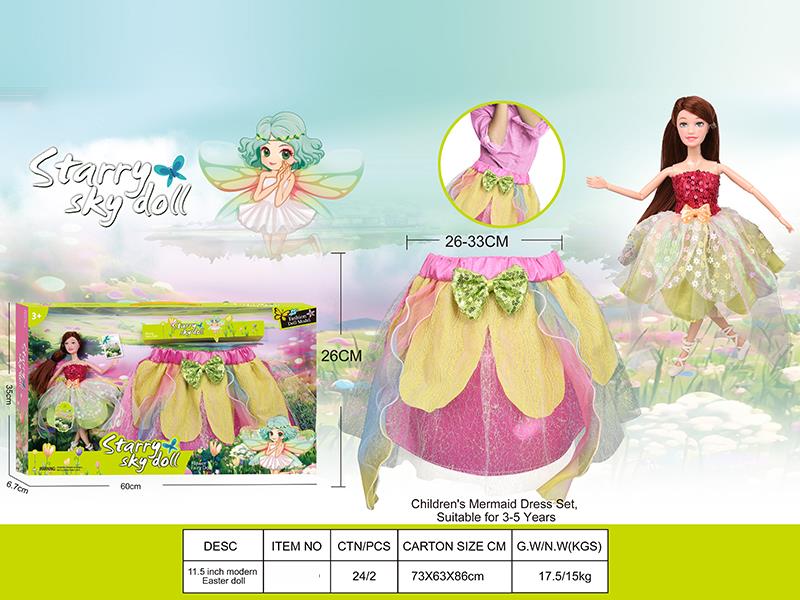 11.5 Inch 11-Joints Flower Fairy Doll With Children's Skirt