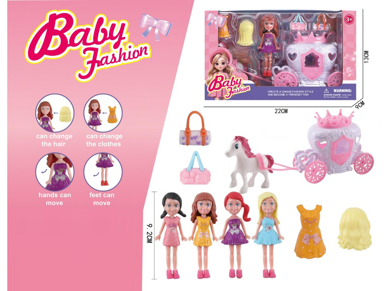 3.5-Inch Dress-Up Doll Carriage Set