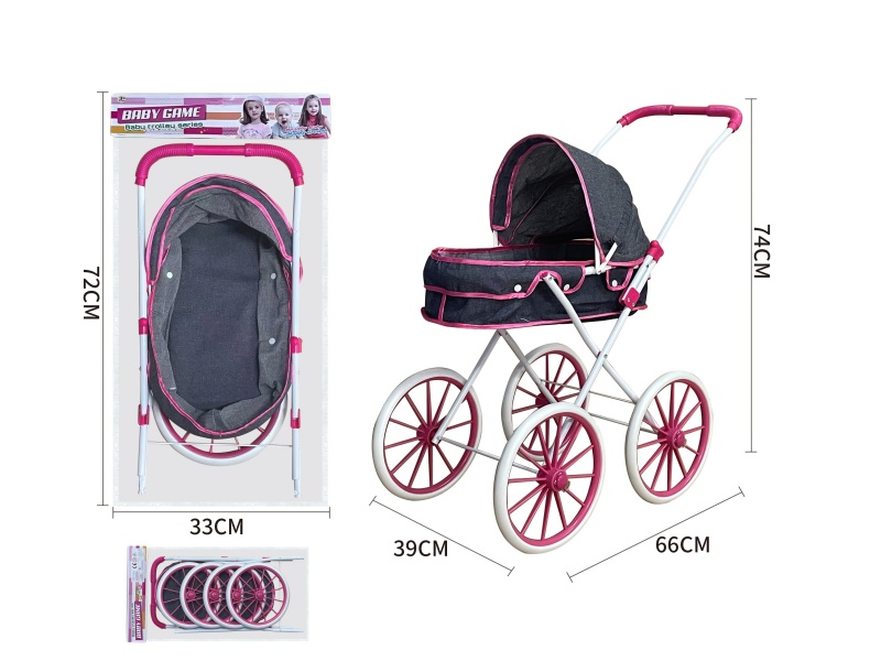 Denim Fabric Iron Stroller Toy(Extra Large Wheel)