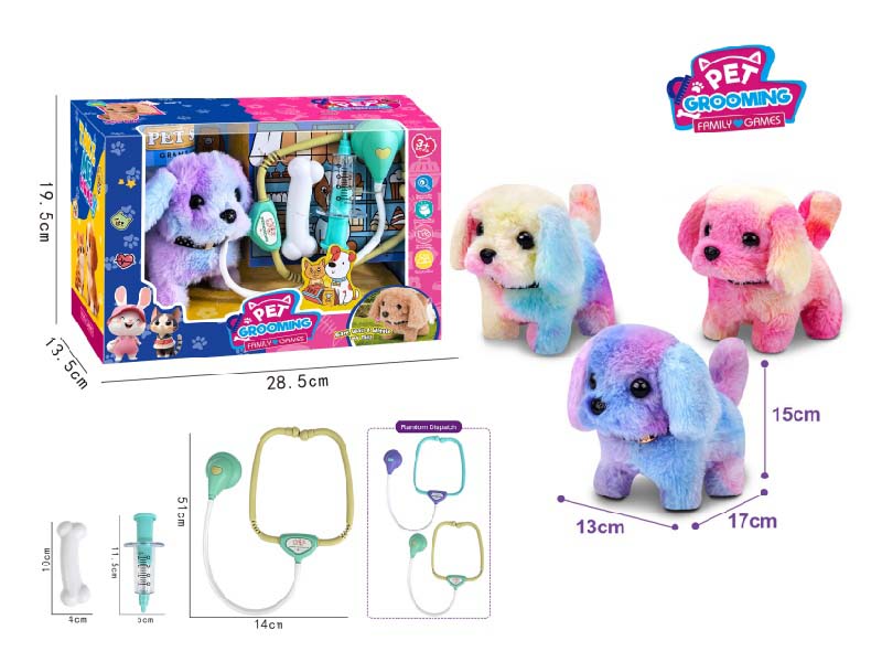 B/O Plush Colorful Dogs Play House With Medical Devices For Care