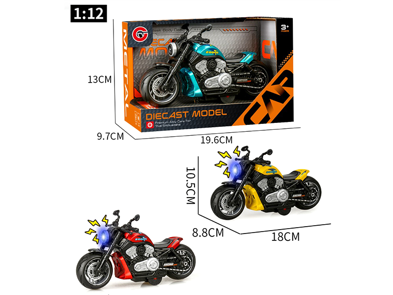 1:12 Friction Alloy Motorcycle With Light And Sound