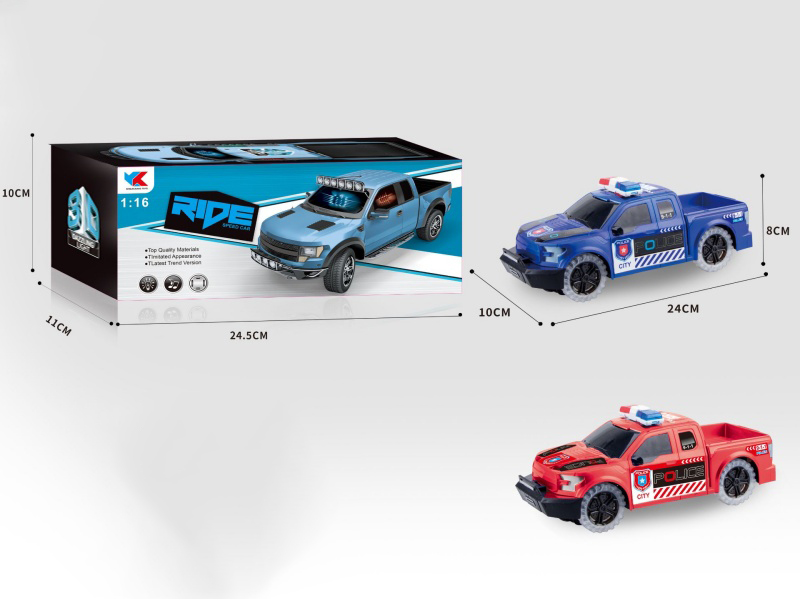 1:16 Ford F150 Raptor Off-Road Police Car With Electric Universal 3D Lights And Colorful Wheel Lights