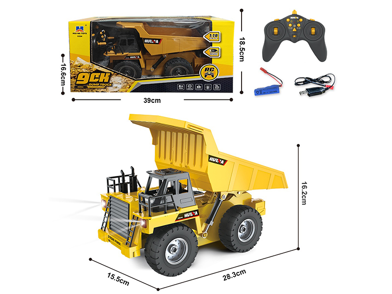 1:18 9-Channel Semi-Alloy Remote-Control Dump Truck