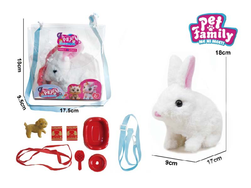 B/O Plush Walking Long-Haired Rabbit + Small Accessories 2