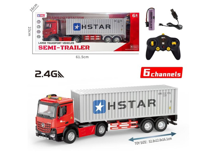 24Ghz 6CH Container Trailer, 6CH Remote Control Tractor Truck Simulation Container Truck