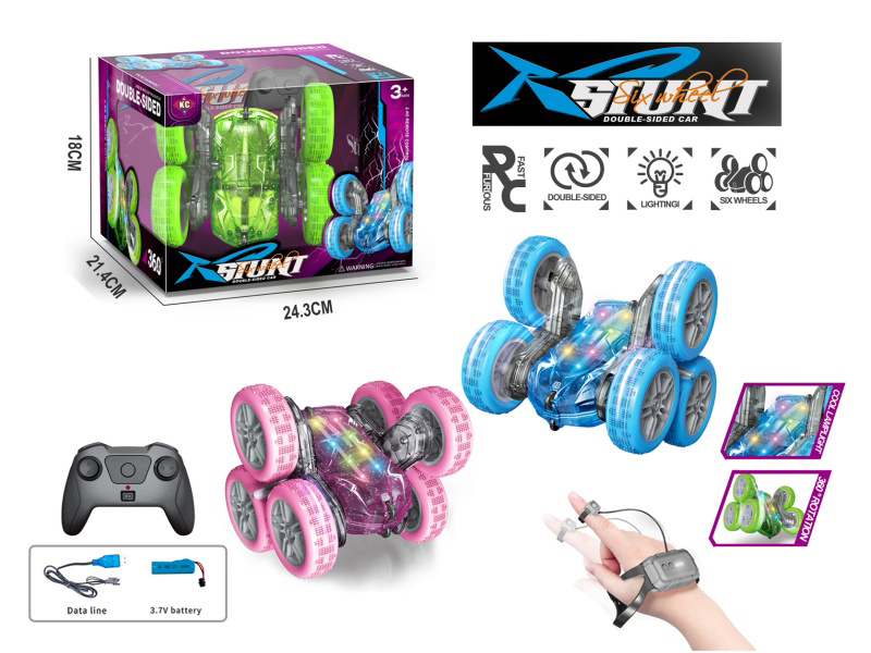 2.4G Five-Way Light Triangular Six-Wheel Remote Control Car (With Watch)