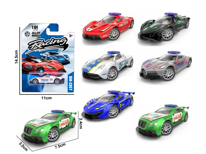 1:64 Pull Back Alloy Police Cars