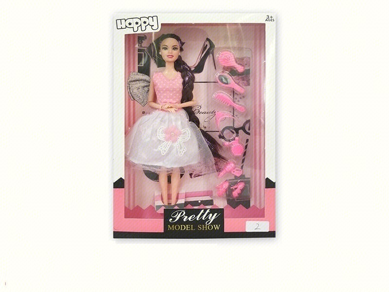 11.5-Inch Solid 9-Joint Fashion Mini Skirt Doll With Earrings And Comb Blister Accessories