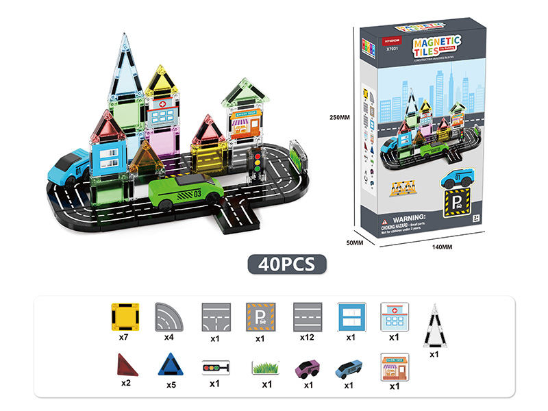 City Traffic Theme Magnetic Building Blocks(3.75 Mini Size) 40pcs