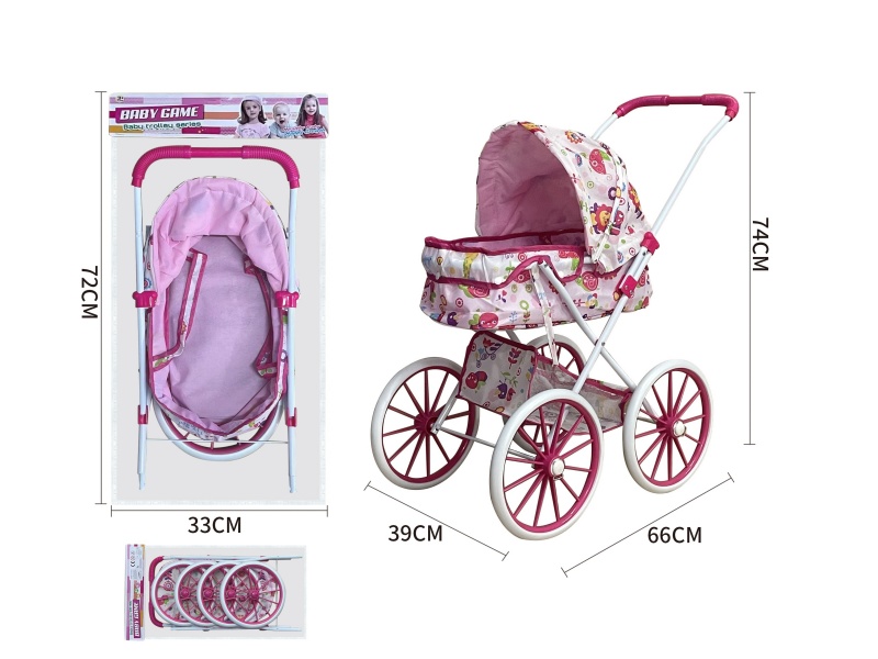 Animal Double Layer Cloth Iron Stroller Toy(Extra Large Wheel)