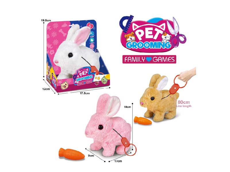 Three Types Of B/O Plush Drawstring Rabbits Are Mixed