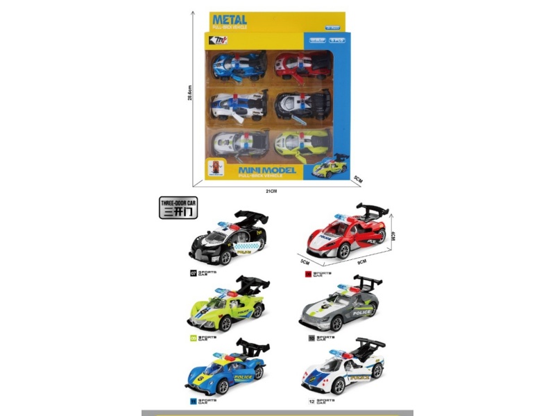 1:60 Alloy Recoil Police Car (6Pcs)