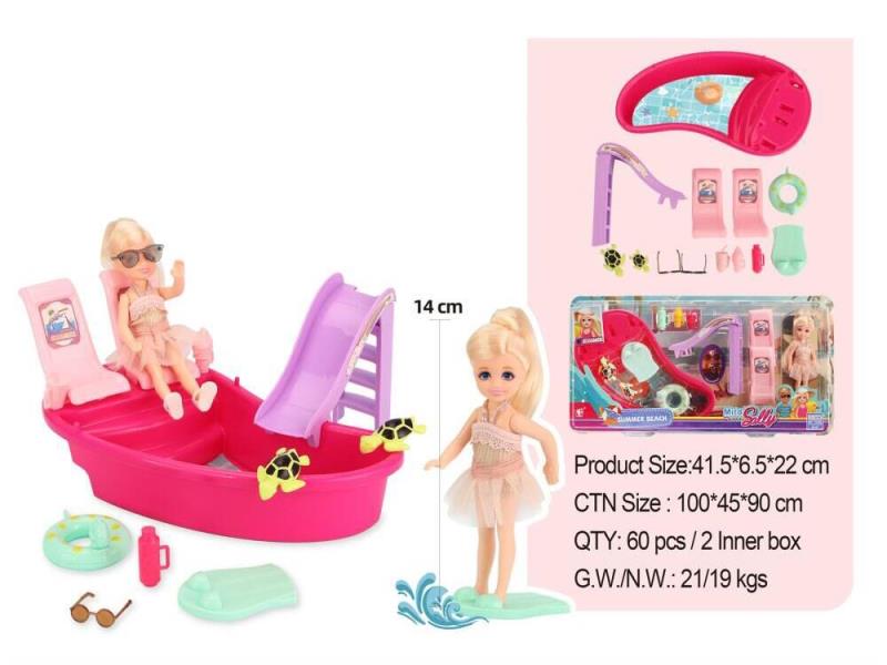5.5-Inch Solid Girl Doll With Swimming Pool Accessories
