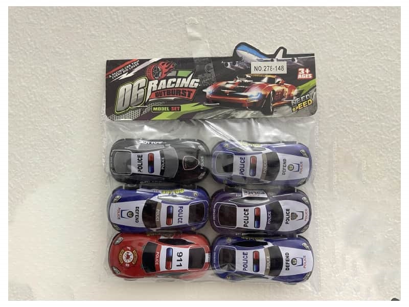 Pull Back Die-Cast Police  Car 6Pcs