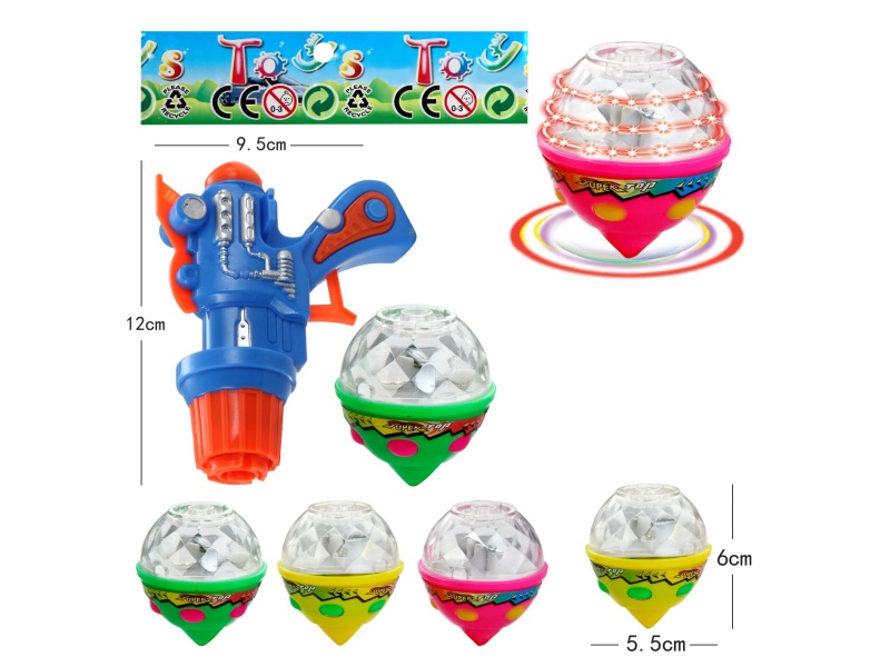 Top Gun Windup Top Toy With Light