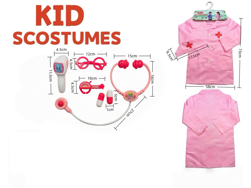 Diy Clothing Role-Playing Red Cross Doctor'S Uniform + 6-Piece Set (Thickened Style) In Pink