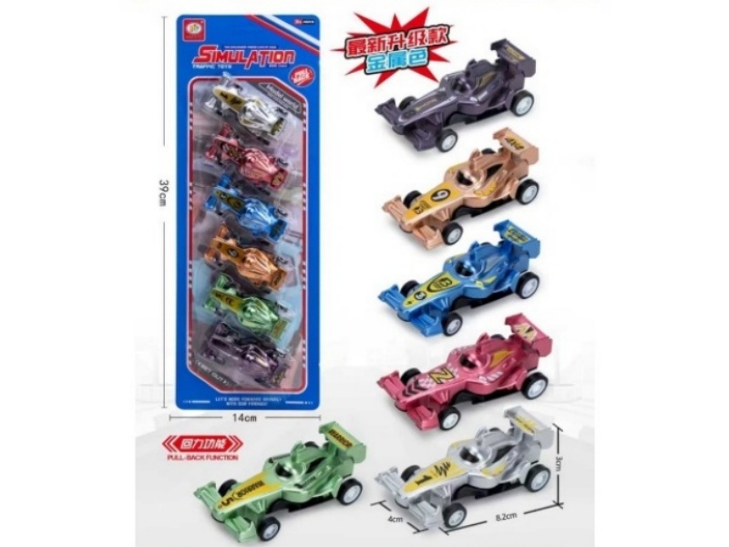 6-Color Backline Formula Racing Cars (Metallic Finish) 6 PCS