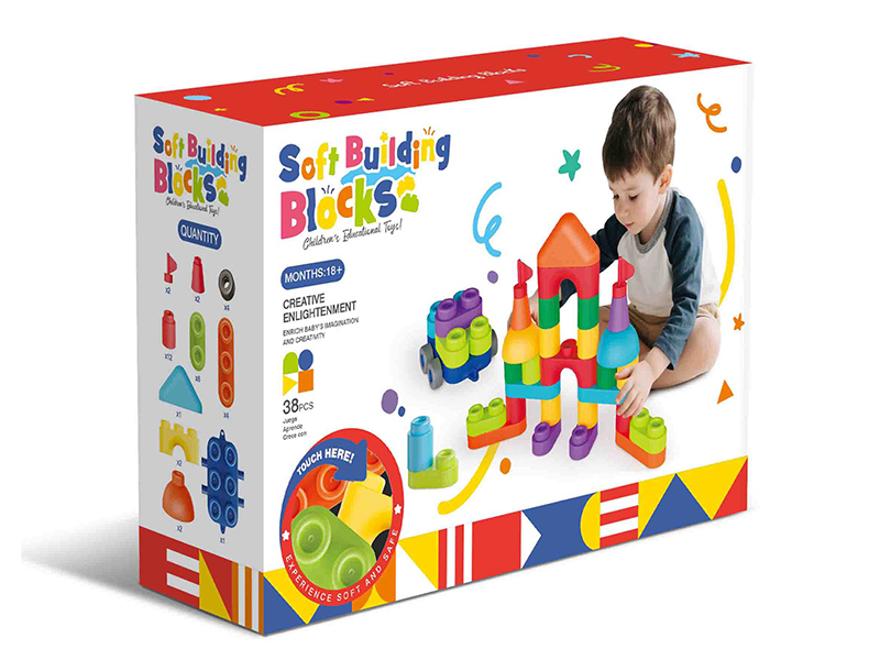 38pcs Large Particles Soft Plastic Building Blocks