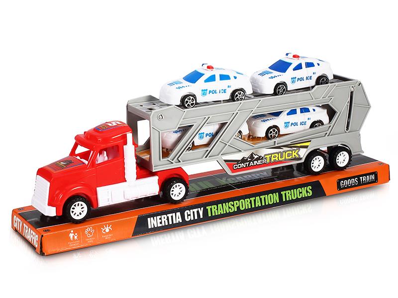 Friction Transport Truck With 4 Police Cars