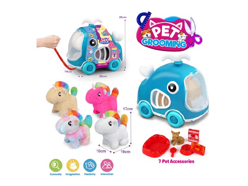 Whale Leash Car + B/O Plush Unicorn + Accessories