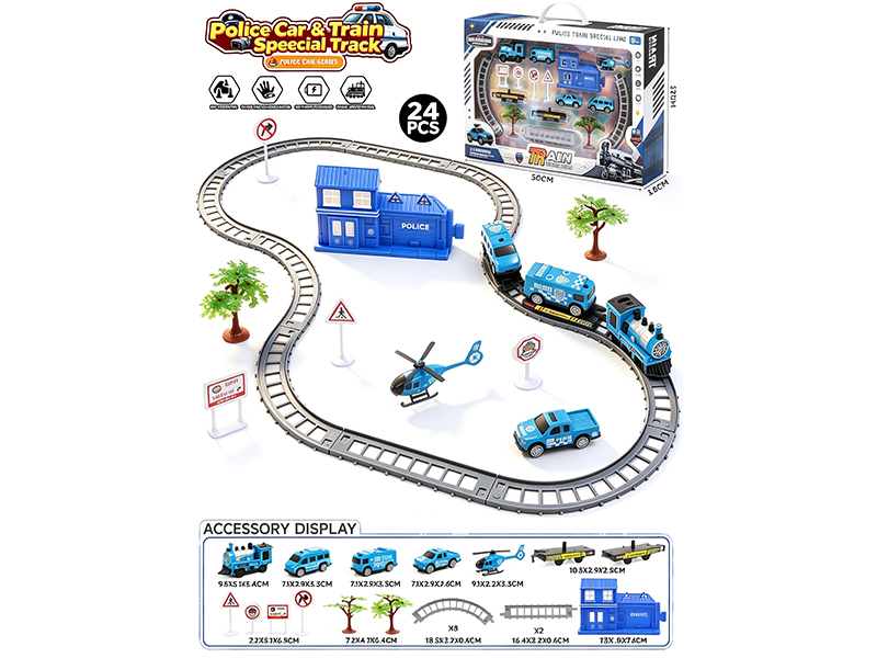Electric Police Train Track Toys 24pcs