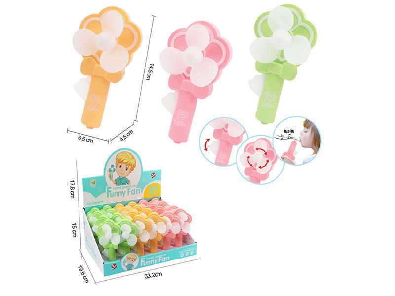 Mini Hand Pressure Fan With Whistle 24pcs