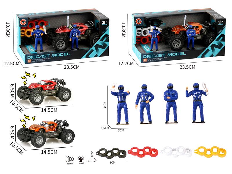 Friction Alloy Off-Road Sports Car With Light + Racing Driver + Tire