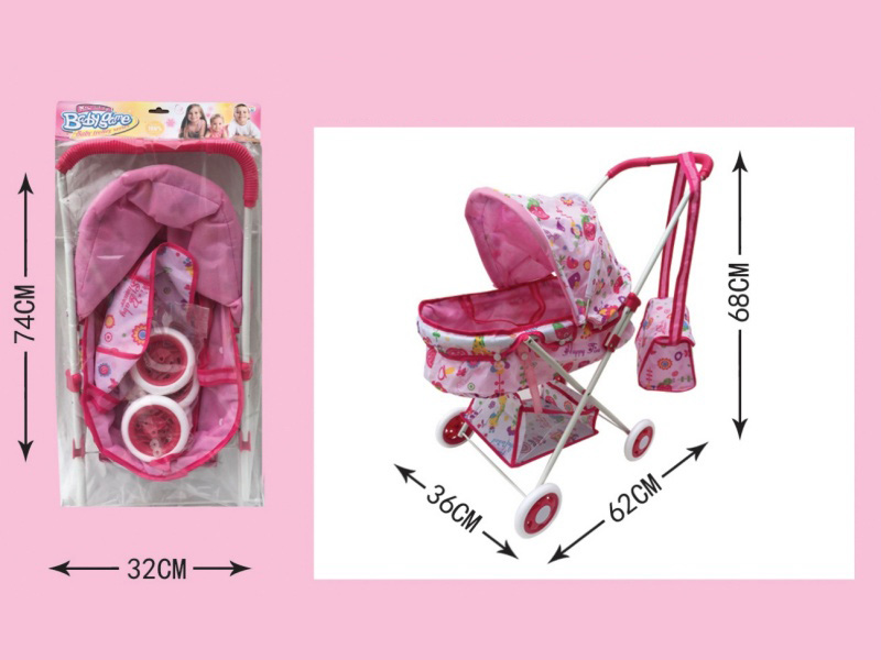 Double Layer Cloth Iron Stroller Toy(Small Wheel)