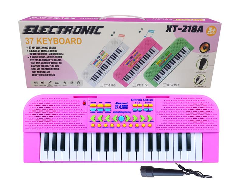 37 Keys Single Speaker Electronic Organ(Pink, With Microphone)