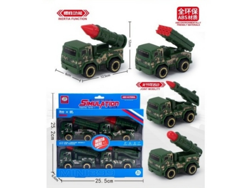 4 Sets Of Frictionl Large Military Vehicles