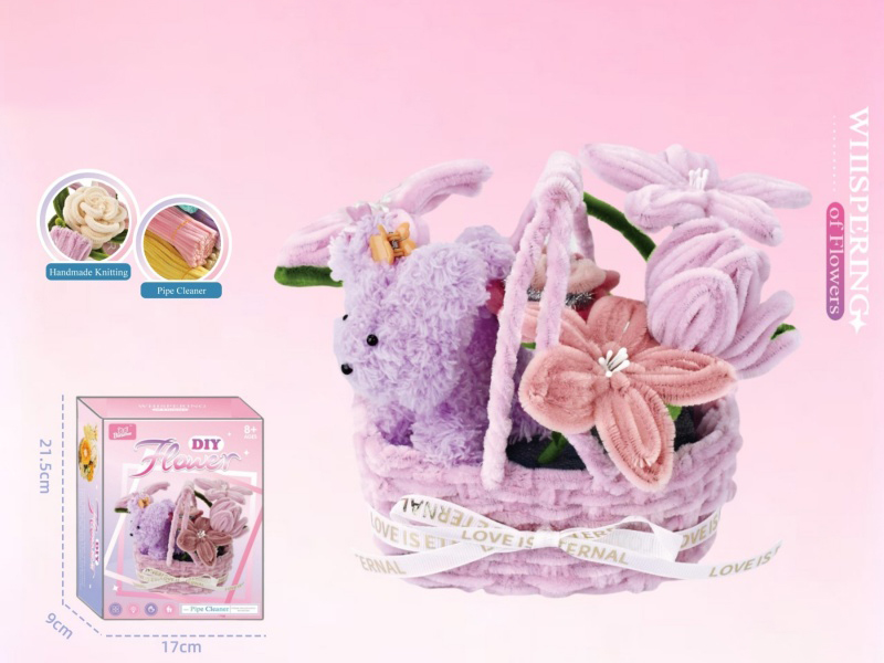 Diy Sweet Pink Flower Cluster Twisty Stick Flower Basket