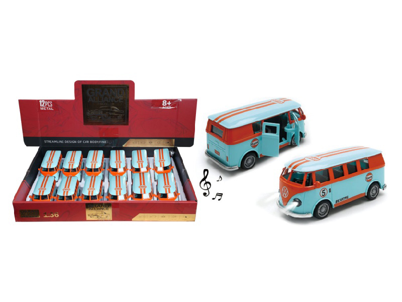 1:36 Huili Alloy Car Model - Bus With Lights And Music Bay Version