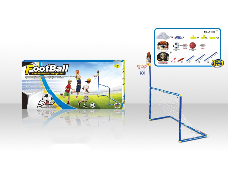 3IN1 Football Gate With Basket Ball Board And Dartboard Toy