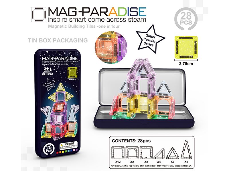 Glitter Powder Series Mini Magnetic Building Blocks 28PCS